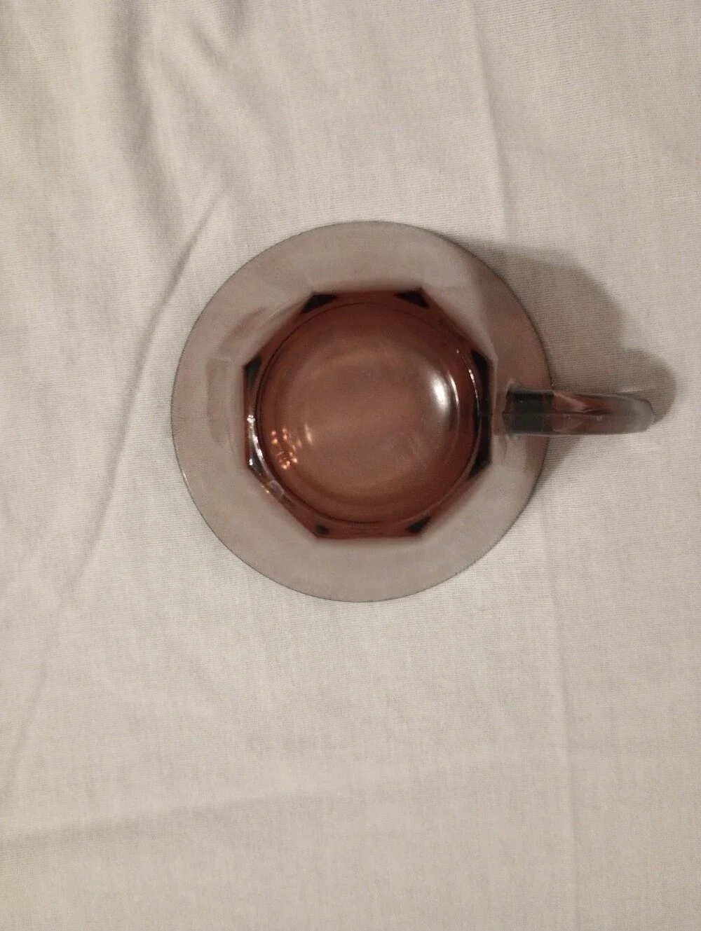 Hazel Atlas Moroccan Amethyst Octagonal Glass Cup & Saucer Sets-Set Of 2